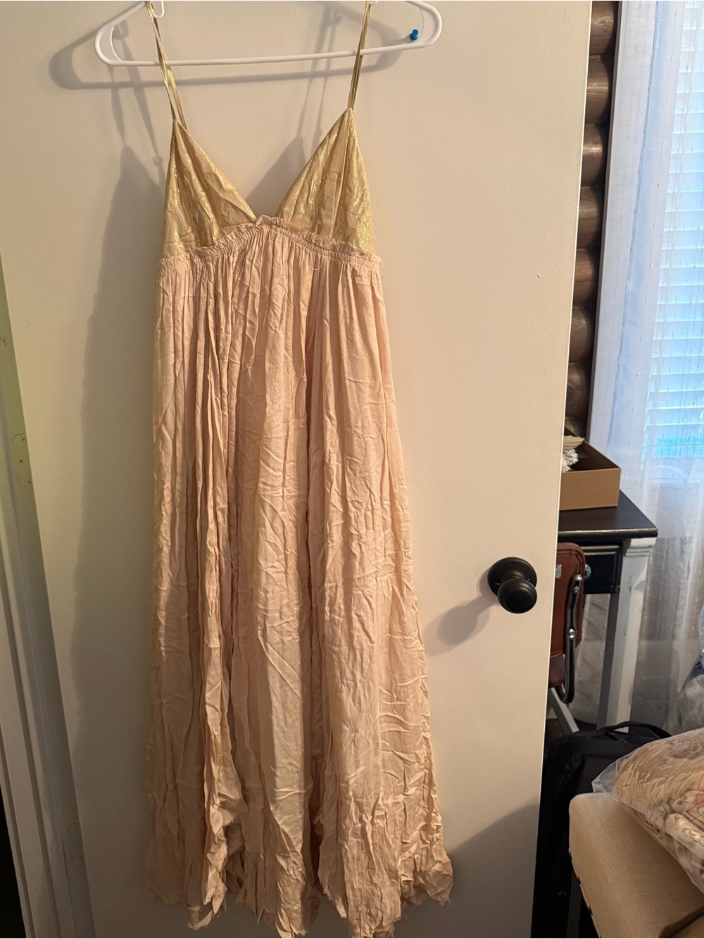 Free People Maxi Dress in Champagne and Blush